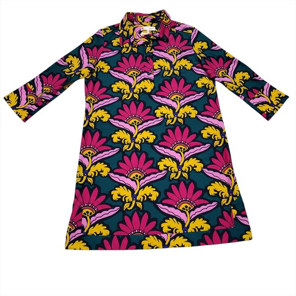 Jude Connally Womens Babe Dress XL Grand Florie Floral 3/4 Sleeve Collar Stretch - Picture 5 of 13